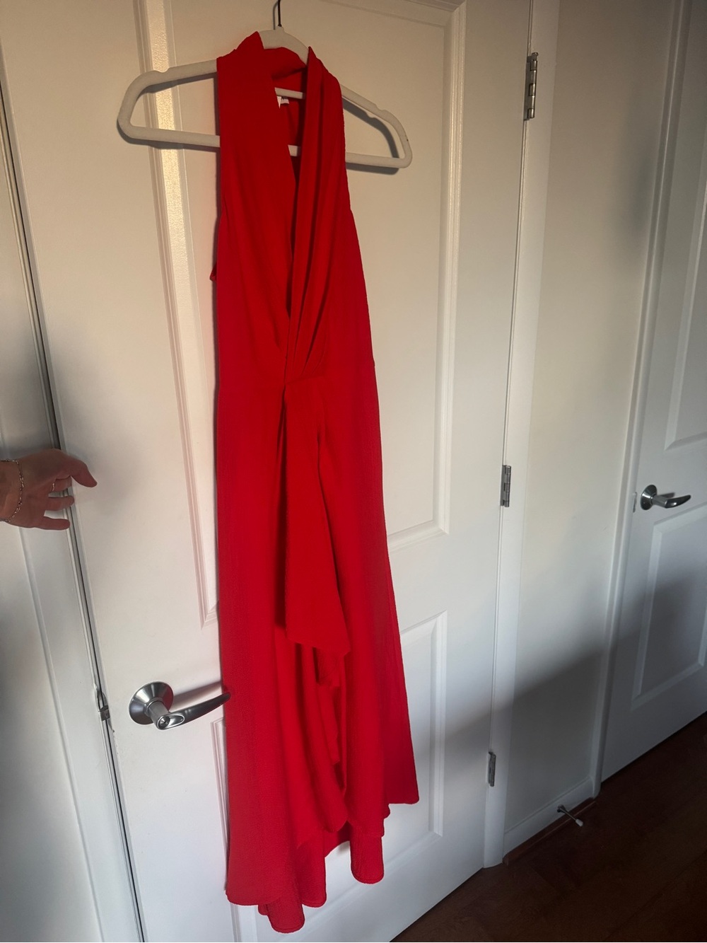 Red Dress - Elegant Draped Design